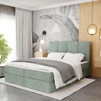 ŁÓŻKO KONTYNENTALNE 180x200 TAPICEROWANE PODWÓJNE Z MATERACEM MIĘTOWE