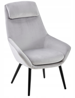 Fotel wypoczynkowy szary Toni welwet nowoczesny do salonu i sypialni