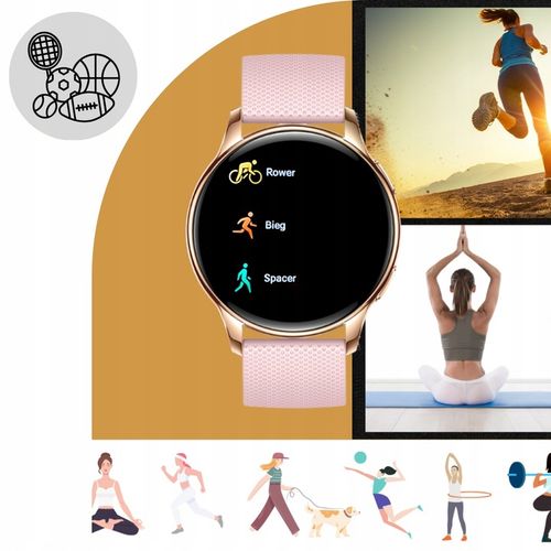 SMARTWATCH ZEGAREK DAMSKI ELEGANCKI ROZMOWY POWIADOMIENIA MENU PL AMOLED na Arena.pl