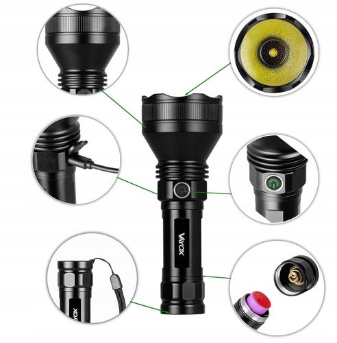 LATARKA LED TAKTYCZNA WOJSKOWA LAMPA AKUMULATOROWA IPX5 USB-C EDC PRO VAYOX na Arena.pl