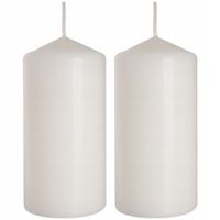 ZESTAW 2 ŚWIEC STOŁOWYCH WALEC KLASYCZNA ŚWIECZKA 12cm 38h BIAŁA