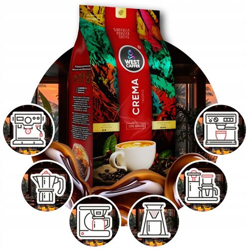 Kawa ziarnista - Crema Tropic - 100% Arabica 1kg Świeżo Palona WEST CAFFEE na Arena.pl