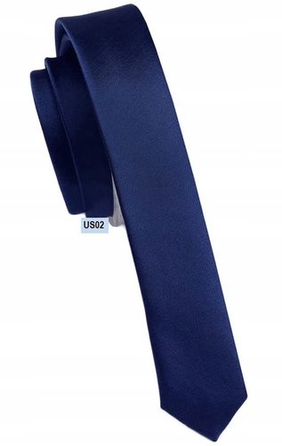 ULTRA SLIM! GRANATOWY Wąski Śledź Krawat Męski Gładki Greg ŻAKARDOWY na Arena.pl