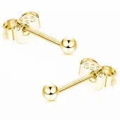 POZŁACANE SREBRNE KOLCZYKI GŁADKIE KULE KULKI 3MM