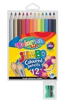 kredki ołówkowe okrągłe jumbo 12 kolorów + temperówka colorino