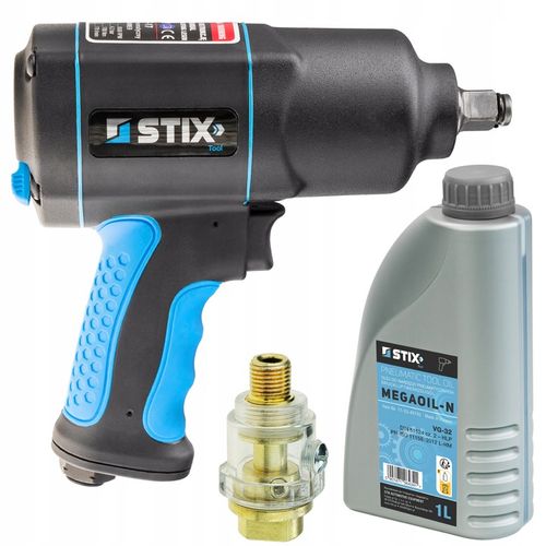 KLUCZ PNEUMATYCZNY UDAROWY 1/2 1700 NM Z NAOLEJACZEM I OLEJEM VG-32 1L STIX na Arena.pl