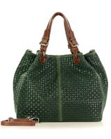 Modna torebka damska skórzany koszyk MARCO MAZZINI - Carina Treccia ciemny brąz caffe