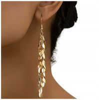 Kolczyki Kolor Złote Frędzle Wiszące Kłosy Efektowne Wieczorowe Retro 79mm