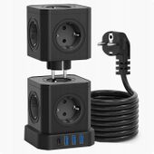 Voomy Stack Power Cube 10 - 2M power socket, 3 USB-A and 1 USB-C 20W Czarny