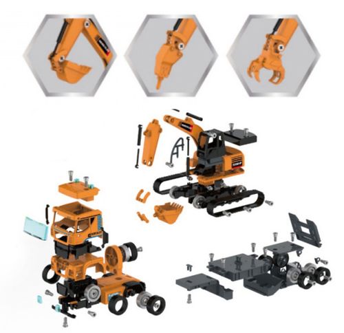 Pojazdy Budowlane Do Skręcania Dla Dzieci 3+ Ciężarówka + Koparka + Wiertar na Arena.pl