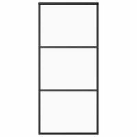 Drzwi przesuwne, szkło ESG i aluminium, 90x205 cm, czarne