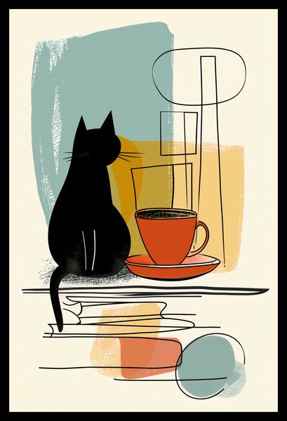 Plakat 30x45cm Kot i Kawa zdjęcie 2