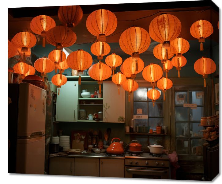 Obraz 70x60cm W Blasku Lampionów zdjęcie 1