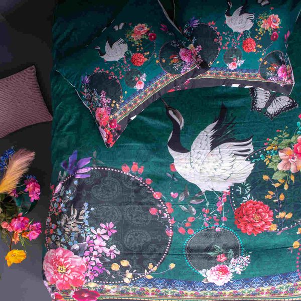 Kpl 240x200/220cm ŻURAW W RAJU bawełna satynowa k. zielony zdjęcie 3