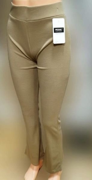 Spodnie damskie elastyczne HIT wzorek bawełna wysoki stan 2/3XL BEŻOWE zdjęcie 5