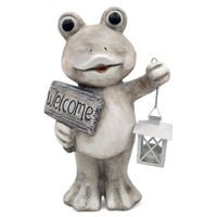 ŻABA Z LAMPIONEM DUŻA FIGURKA DO OGRODU FIGURKA OGRODOWA DEKORACJA 40 cm