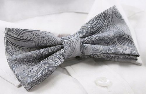 Mucha Męska z Poszetką w Zestawie - Alties - Orientalny Wzór, Popiel na Arena.pl