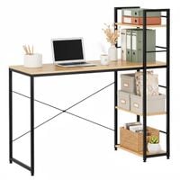 Biurko komputerowe z regałem nowoczesne, stolik loft 120x48x122 cm jasny brąz