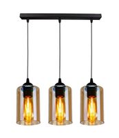 Bistro lampa wisząca czarny 3x40W E27 klosz brązowy