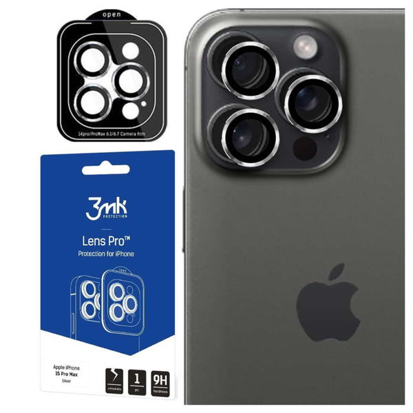 Apple iPhone 15 Pro Max - 3mk Lens Protection Pro Silver zdjęcie 3