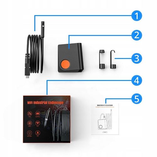 KAMERA INSPEKCYJNA ENDOSKOP WiFi Android iOS DUO LED WARSZTATOWA 5m PRZEWÓD na Arena.pl
