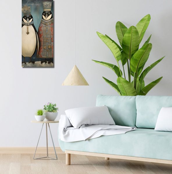 Obraz 30x70cm Królewskie Pingwiny zdjęcie 2