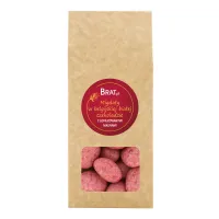 Migdały w belgijskiej białej czekoladzie z liofilizowanymi malinami 100g