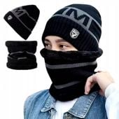Komplet Męski Tunel Ciepły Zimowy Czapka + Komin Na Zimę Ocieplany