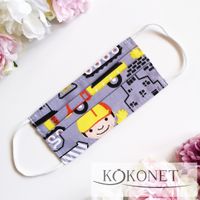 BAWEŁNa wielorazowa Maseczka dzieci bob BUDOWNICZY