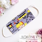 BAWEŁNa wielorazowa Maseczka dzieci bob BUDOWNICZY