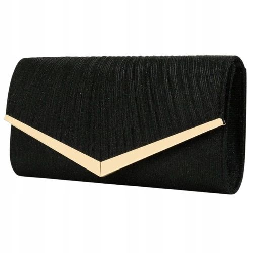 Torebka Wieczorowa Czarna Kopertówka Wizytowa Błyszcząca Ślub Wesele mała na Arena.pl