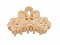 Spinka klamra plastik trzy kwiatki pastelowy beżowy 7,5 cm