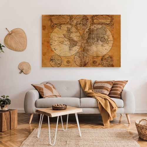 Obraz na Płótnie Stara Mapa Świata Vintage Do Salonu Biura 70cm x 50cm na Arena.pl