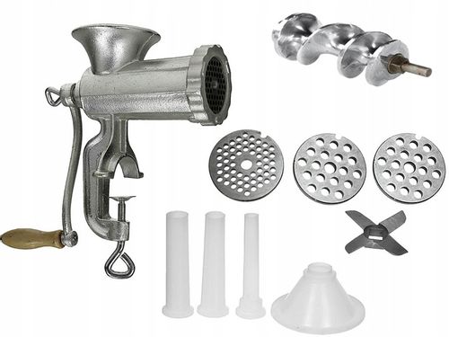 RĘCZNA MASZYNKA do MIELENIA Mięsa Żeliwna nr. 10 Nadziewarka 3 Sita Lejki na Arena.pl