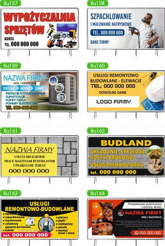 BANER REKLAMOWY 200x100 cm dużo wzorów USŁUGI OGÓLNO BUDOWLANE na Arena.pl