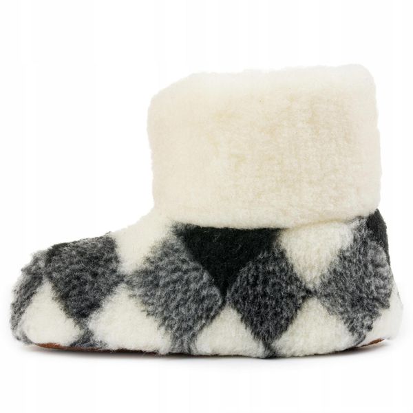 Ocieplane Bambosze Damskie Papucie Kratka Wełniane zdjęcie 2