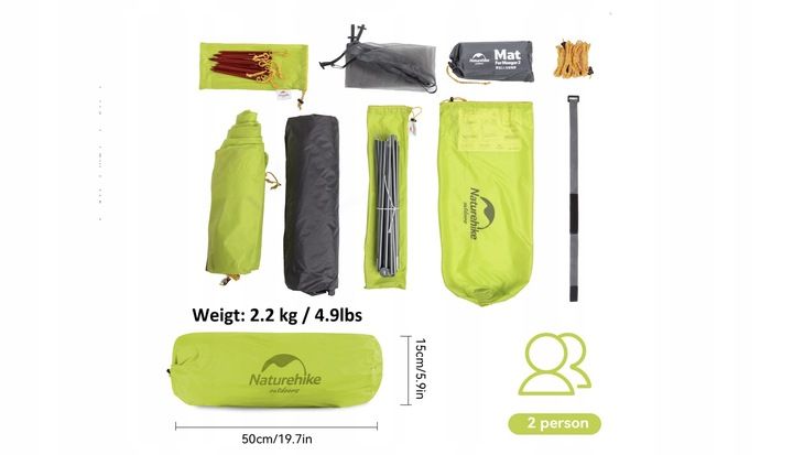 Naturehike Mongar 2 namiot kempingowy 2-osobowy zdjęcie 2