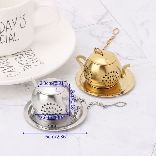 Zaparzacz do herbaty - mini czajniczek na herbatę - stalowy Złoty na Arena.pl