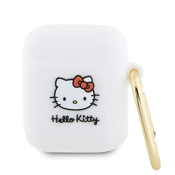 Etui Hello Kitty Silicone 3D Kitty Head na AirPods 1/2 - białe zdjęcie 1