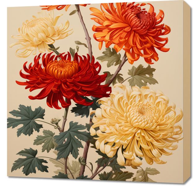 Obraz 70x70cm Tańczące Chryzantemy zdjęcie 1