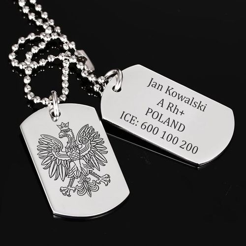 Nieśmiertelnik Wojskowy z Grawerem Podwójny Stal 316L, Męski na Arena.pl