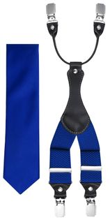 Kobaltowy zestaw - szelki i krawat Z30