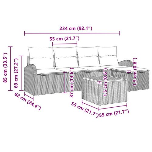 Zestaw Sof na Ogród 6 pcs Beżowy Polirattan na Arena.pl