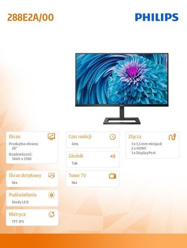 Monitor 288E2A 28 cali IPS 4K HDMIx2 DP Głośniki na Arena.pl