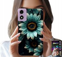 ETUI DO MOTOROLA MOTO E14 - NIEBIESKA GERBERA STOKROTKA KWIAT +FOLIA
