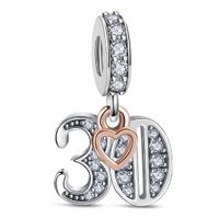 Zawieszka SREBRO 925 Charms Koralik Urodziny Cyfra 30