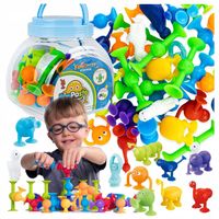 EDUKACYJNE KLOCKI KONSTRUKCYJNE GUMOWE SILIKONOWE PRZYSSAWKI ZWIERZAKI