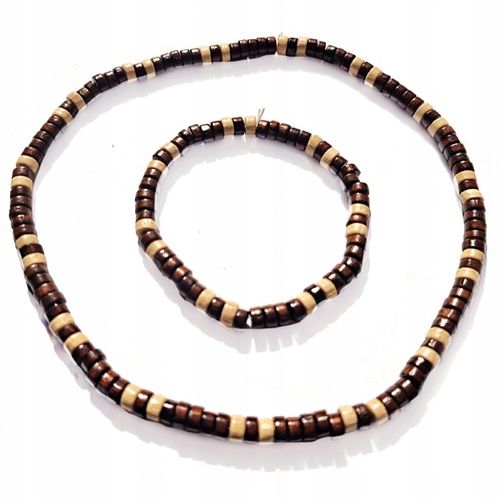 Naszyjnik Drewniany Surfer Beach Koraliki Beż Brąz na Arena.pl