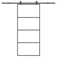 Drzwi przesuwne z osprzętem, 90x205 cm, szkło ESG i aluminium