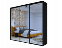 Wysoka Szafa Przesuwna 275cm Czarna Lustro Maxi h-245 cm